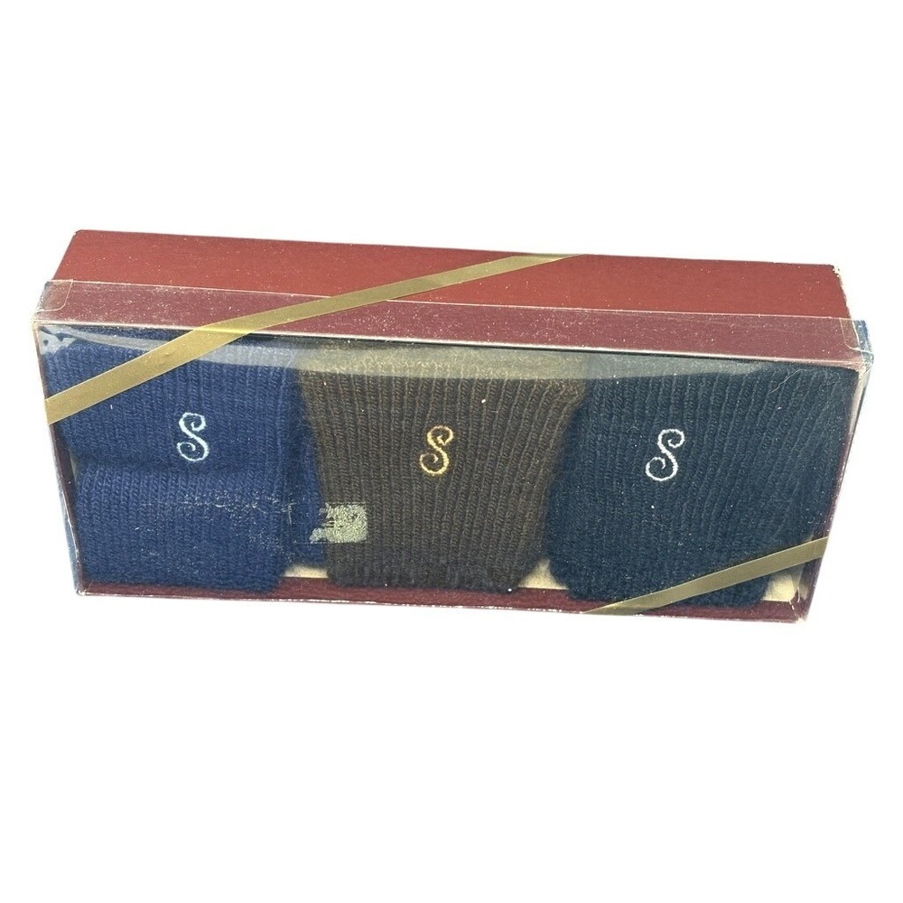 Vtg Sears Roebuck Dress Socks Mens Acrylic 3 Pack Gift‎ Box Mono S Acrylic 10-13
